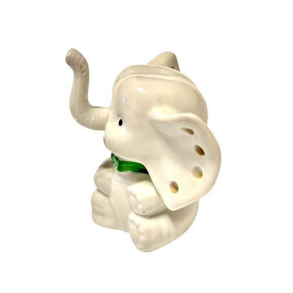 UCGC White Vintage Elephant Jewelry Holder With Green Bow Tie - Picture 6 of 9
